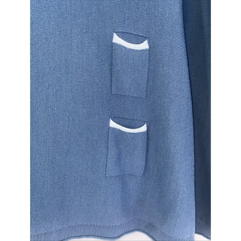 Mersea Blue Catalina Sweater One Size Oversized Pockets Poncho Lightweight - Picture 3 of 8